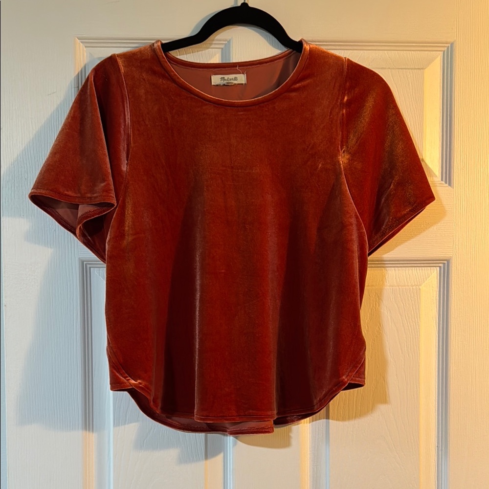 Madewell Flowy orange velvet tee XS